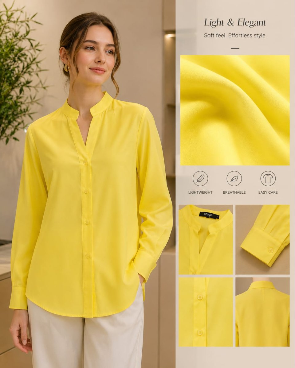 V-Neck Button-Up Shirt